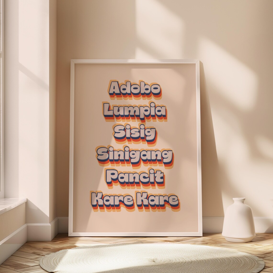 Philippines Retro Typography, Filipino Food List Poster