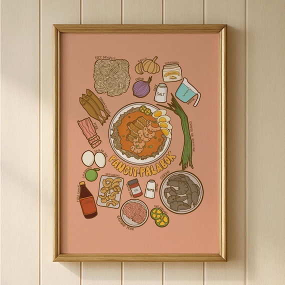 Philippines Poster Pancit Palabok Filipino Home And Kitchen Wall Art Food Recipe Cute Gift For Friend