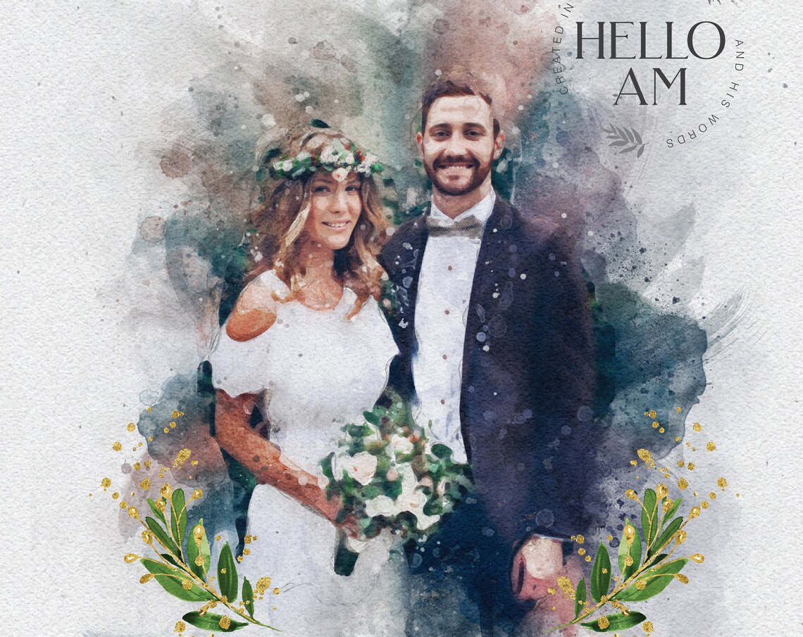 Custom Watercolor Couple Portrait from Photo, Art Print