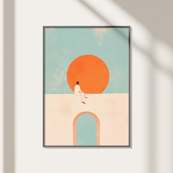 Minimalist Abstract Sunset Wall Art Abstract Sun Art Modern Wall Decor Minimal Art Print Minimal Sunset Art Contemporary Architecture Art