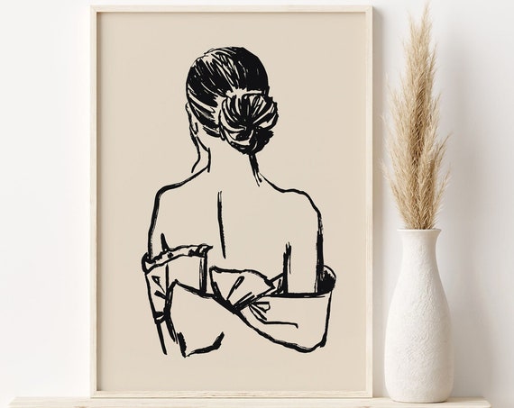 Boho Women Silhouette Poster Minimalist Wall Art Neutral Wall Decor Abstract Wall Decor Trendy Wall Art Instant Poster