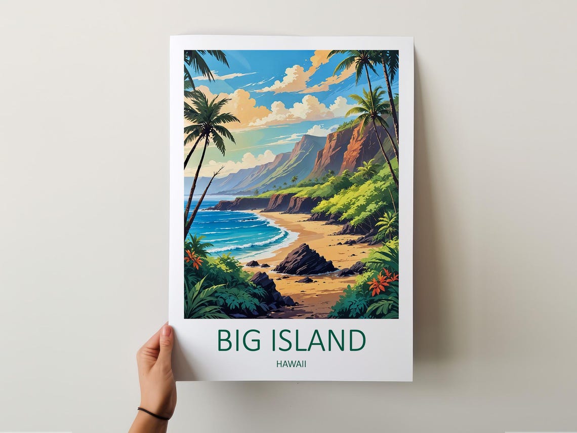 Big Island Print Big Island Poster Hawaii Wall Art Big Island Hawaii Hawaii Travel Print Tropical Beach Art Hawaii Poster Travel Gift - Image 5