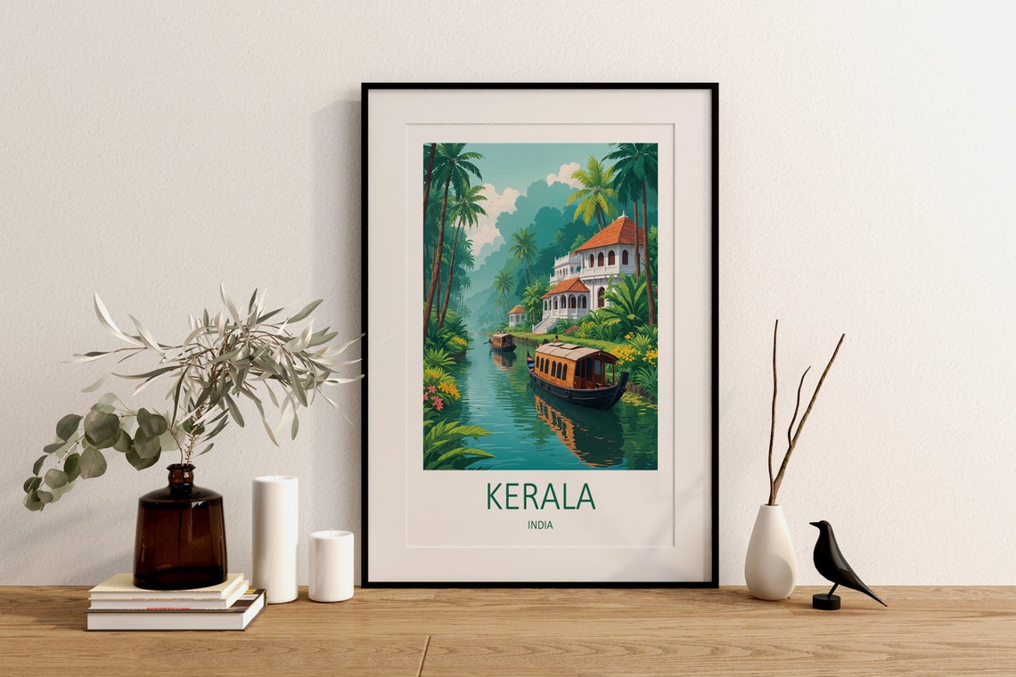 Kerala India Print Kerala Poster India Poster Kerala Art Indian Wall Art Kerala Travel Print India Travel Gift India Art Print - Image 2