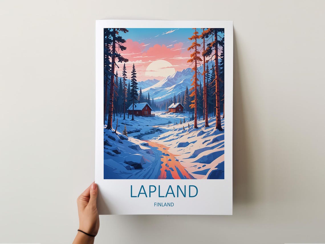Lapland Print Lapland Poster Finland Art Finland Print Lapland Gift Finland Travel Poster Travel Gift Finnish Prints Lapland Finland - Image 5