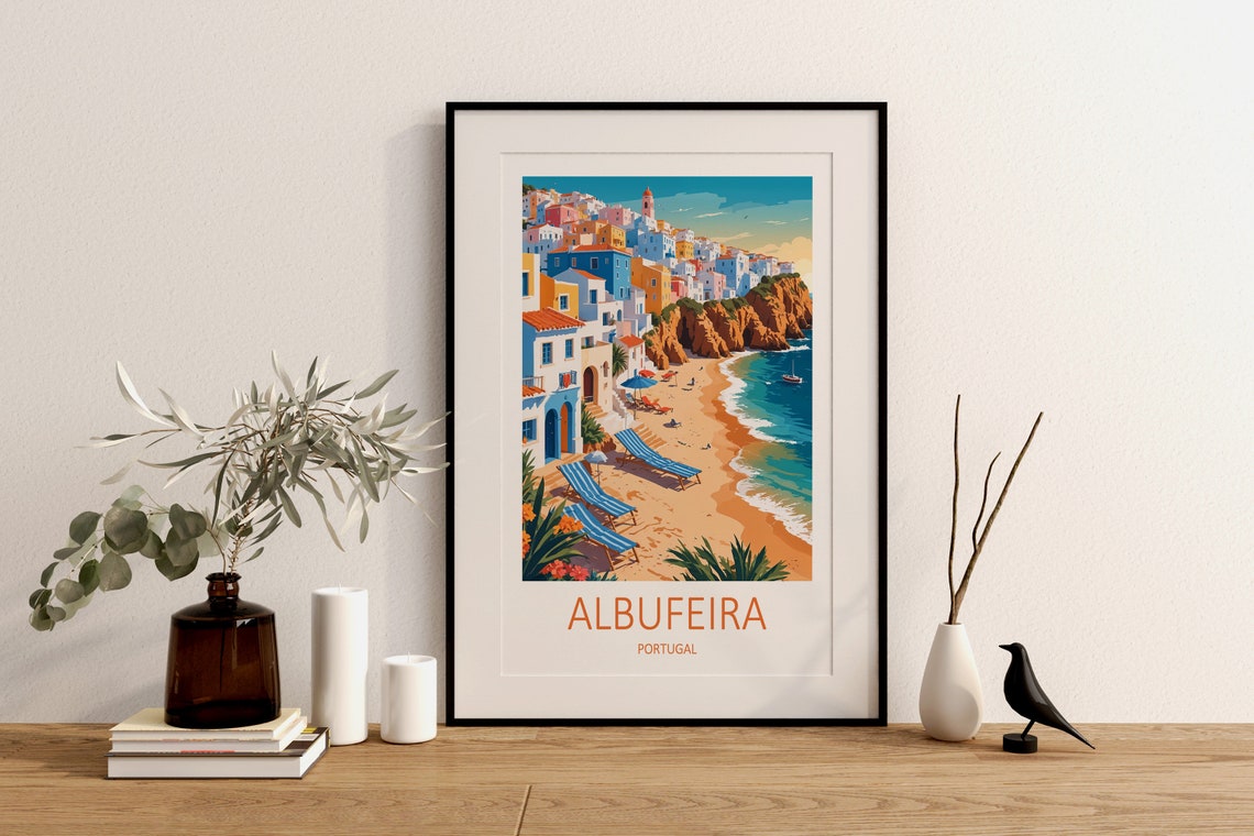 Albufeira Travel Print Portugal Wall Art Albufeira Poster Portugal Print Art Lover Gift Travel Gift Portuguese Decor Home Wall Hanging - Image 2