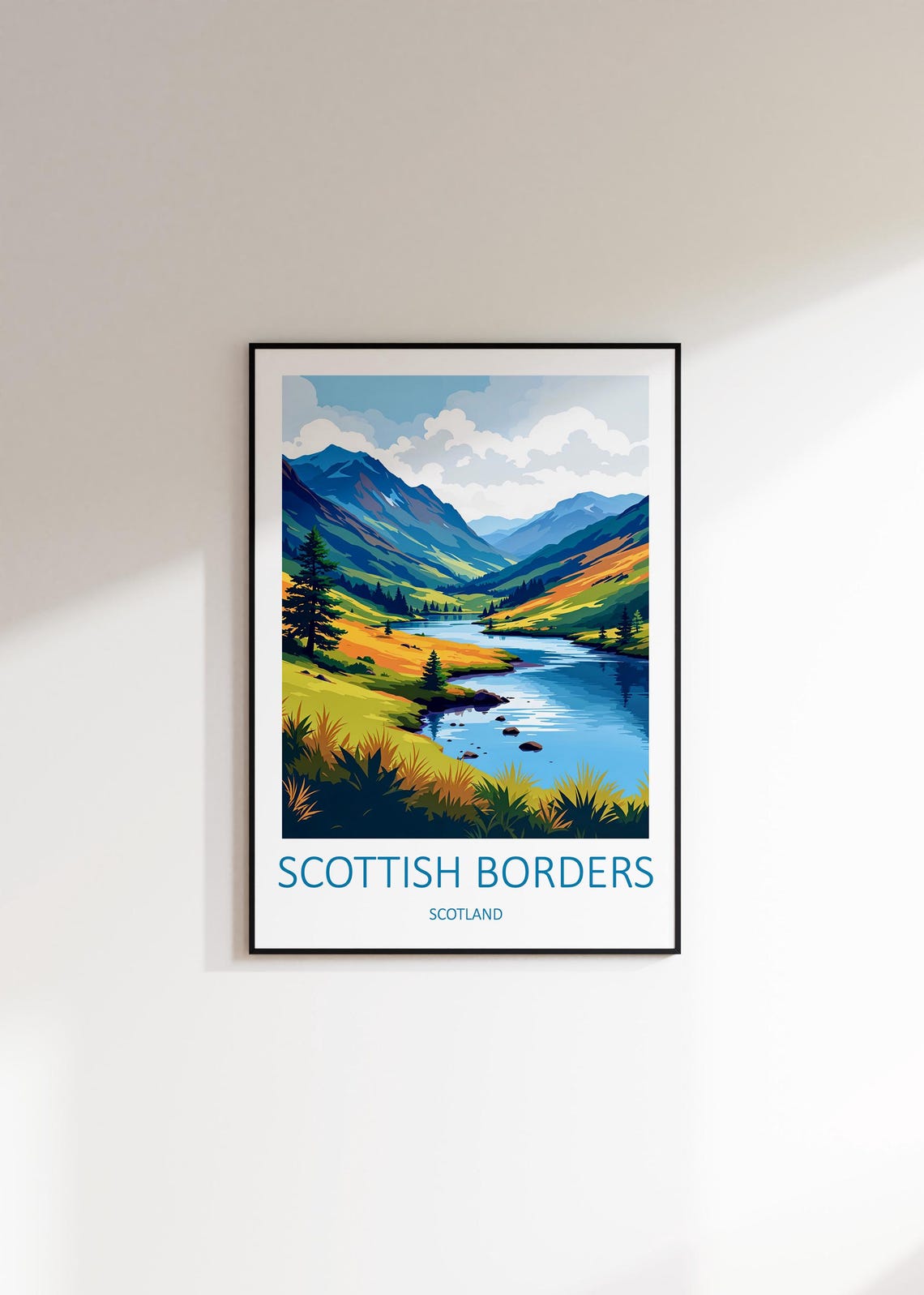 Scottish Borders Scotland Mountain River Valley Hills Poster - Image 3