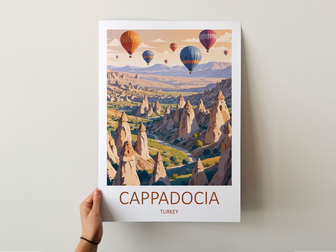 Cappadocia Turkey Hot Air Balloons Desert Valley Travel Poster - Image 5