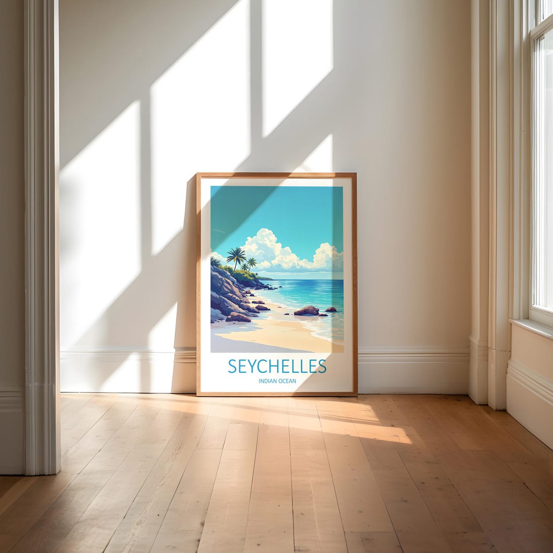 Seychelles Indian Ocean Granite Boulder Beach With Palms Poster - Image 6