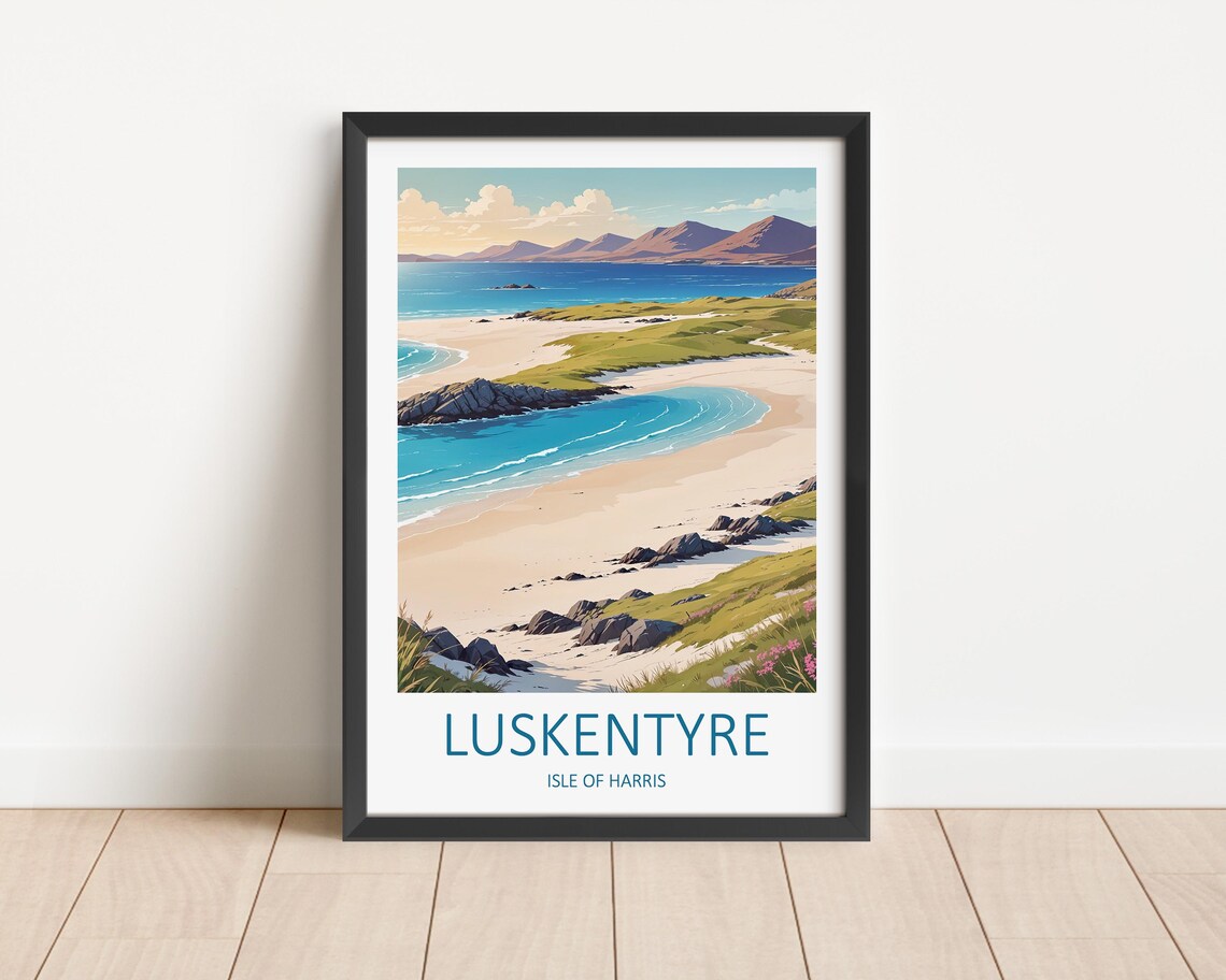 Luskentyre Isle Of Harris White Sand Beach Turquoise Travel Poster