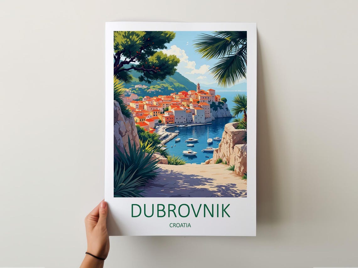 Dubrovnik Croatia Old Harbour Town With Boats And Red Rooftops Poster - Image 5