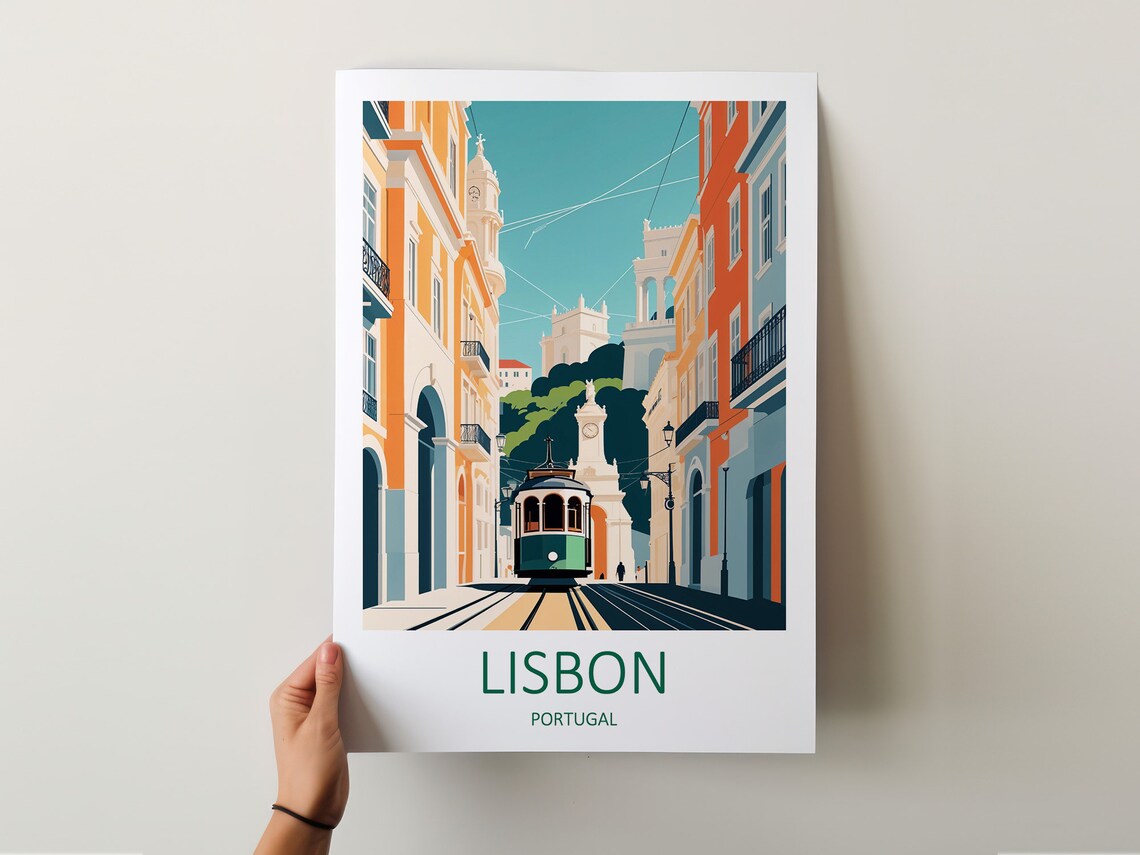 Lisbon Portugal Steep Street With Classic Yellow Tram Poster - Image 5