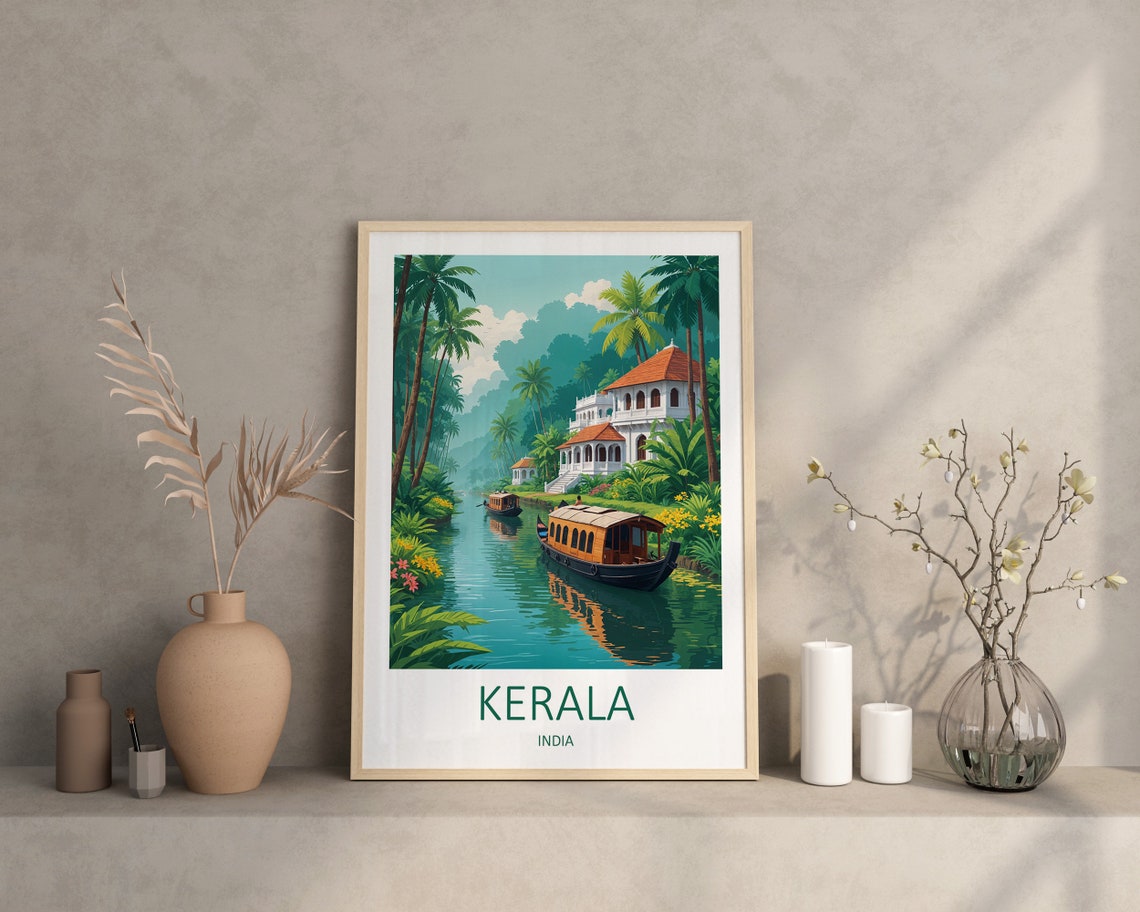Kerala India Print Kerala Poster India Poster Kerala Art Indian Wall Art Kerala Travel Print India Travel Gift India Art Print - Image 4