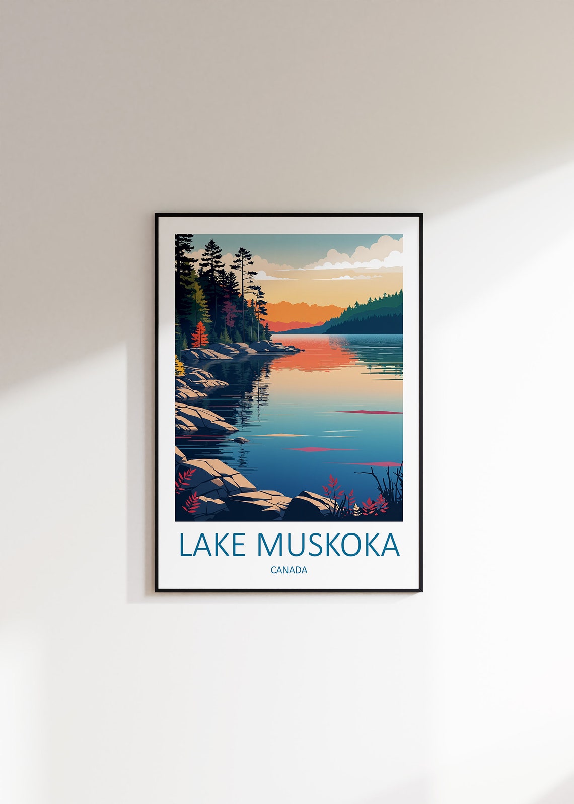 Lake Muskoka Print Muskoka Canada Canada Travel Print Muskoka Poster Travel Gift Ontario Canada Print Lakes Poster North America - Image 3