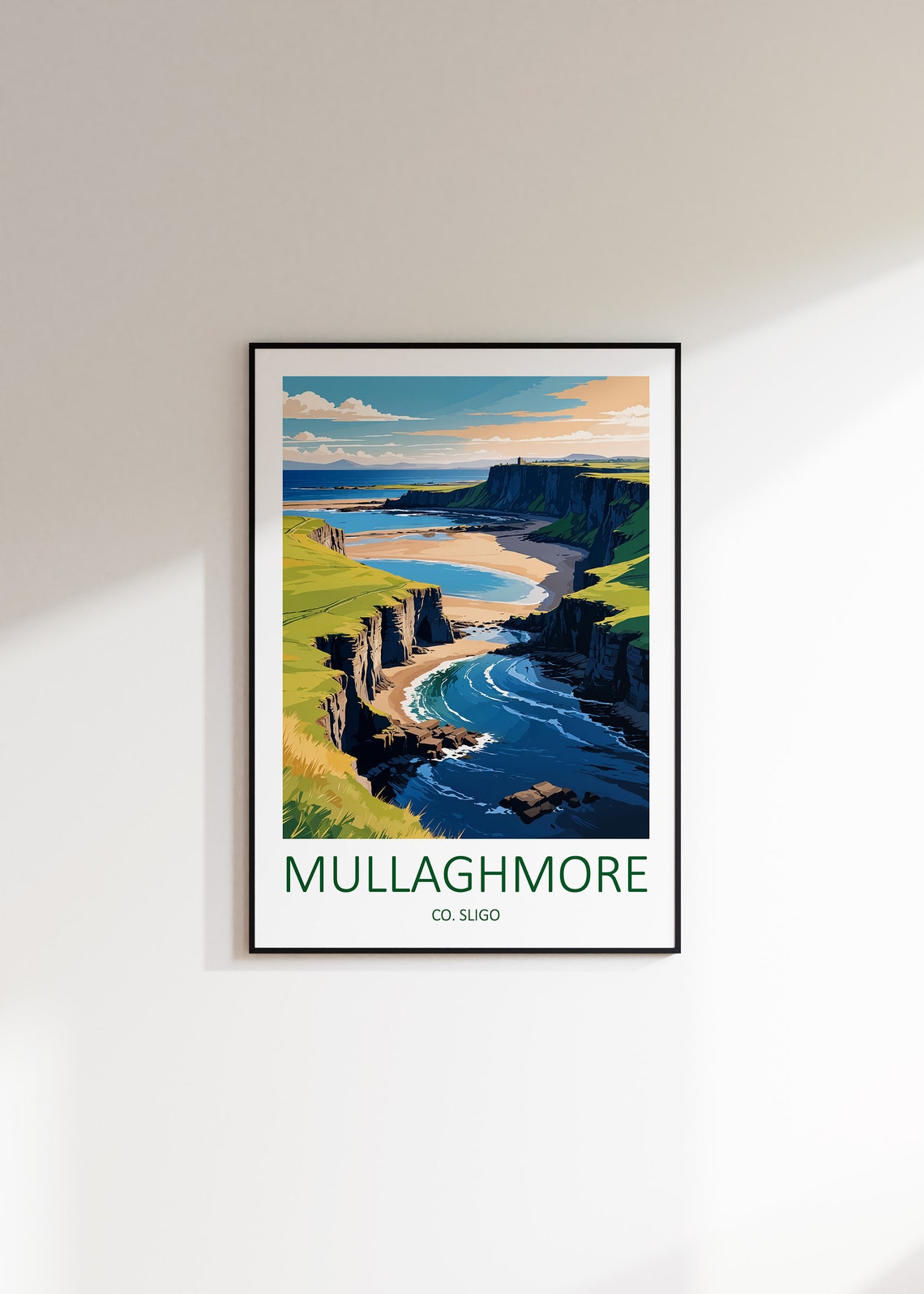 Mullaghmore Sea Cliffs and Curved Beach Sligo Ireland Poster - Image 3