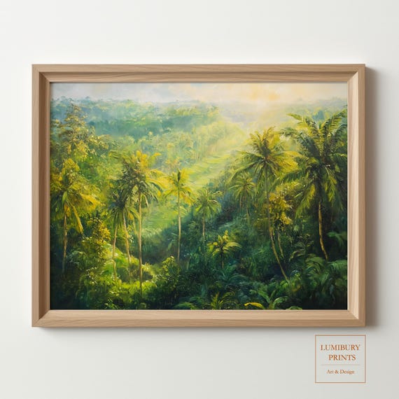 Tropical Jungle Wall Art Rainforest Dcor Vintage Palm Tree Print Botanical Poster