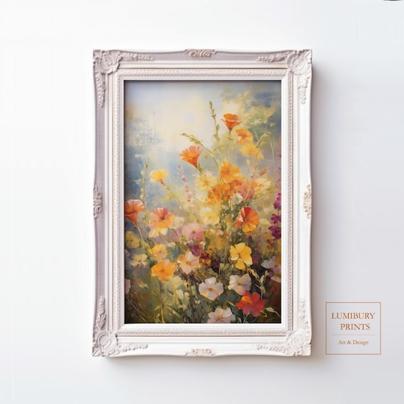 Cosmos Wildflowers Soft Watercolor Cottage Garden Floral Poster
