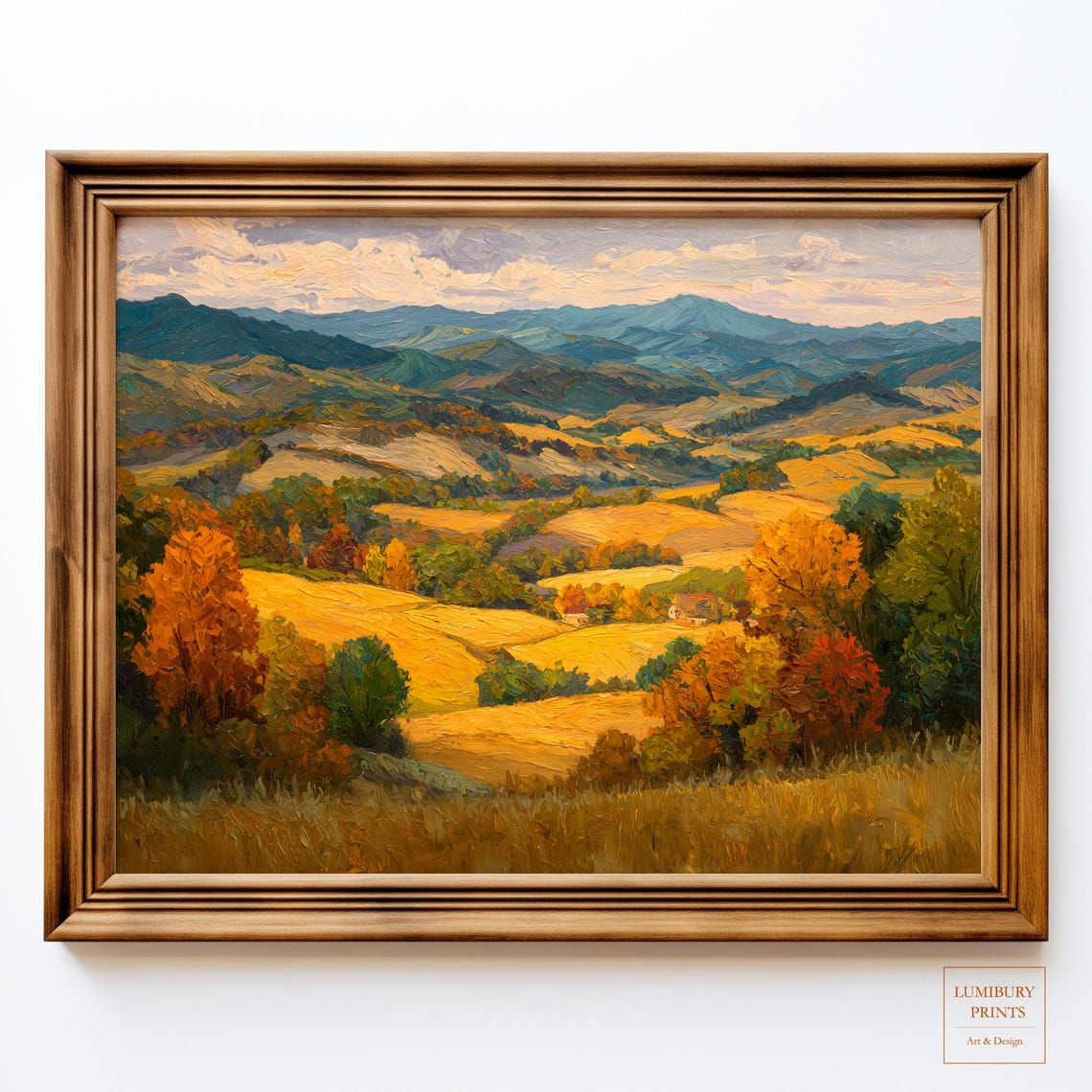 Fall Landscape Print Vintage Impasto Painting Rustic Autumn Art Wall