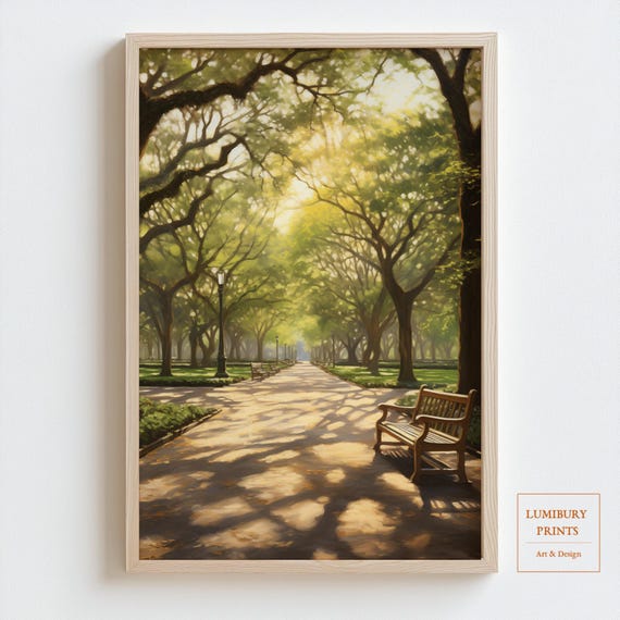 Vintage Park Print Garden Wall Art Rustic Nature Decor Botanical Poster Landscape Instant