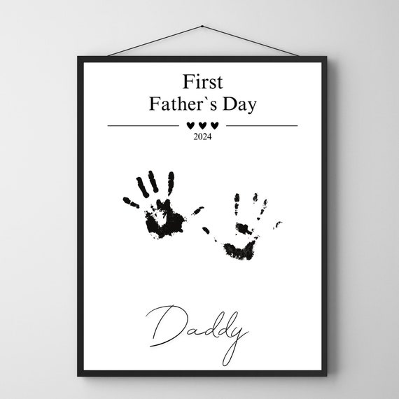First Fathers Day Gift For New Dad From Baby Diy First Fathers Day Handprint Foodprint Art Craft Memory Keepsake Gift For Dad