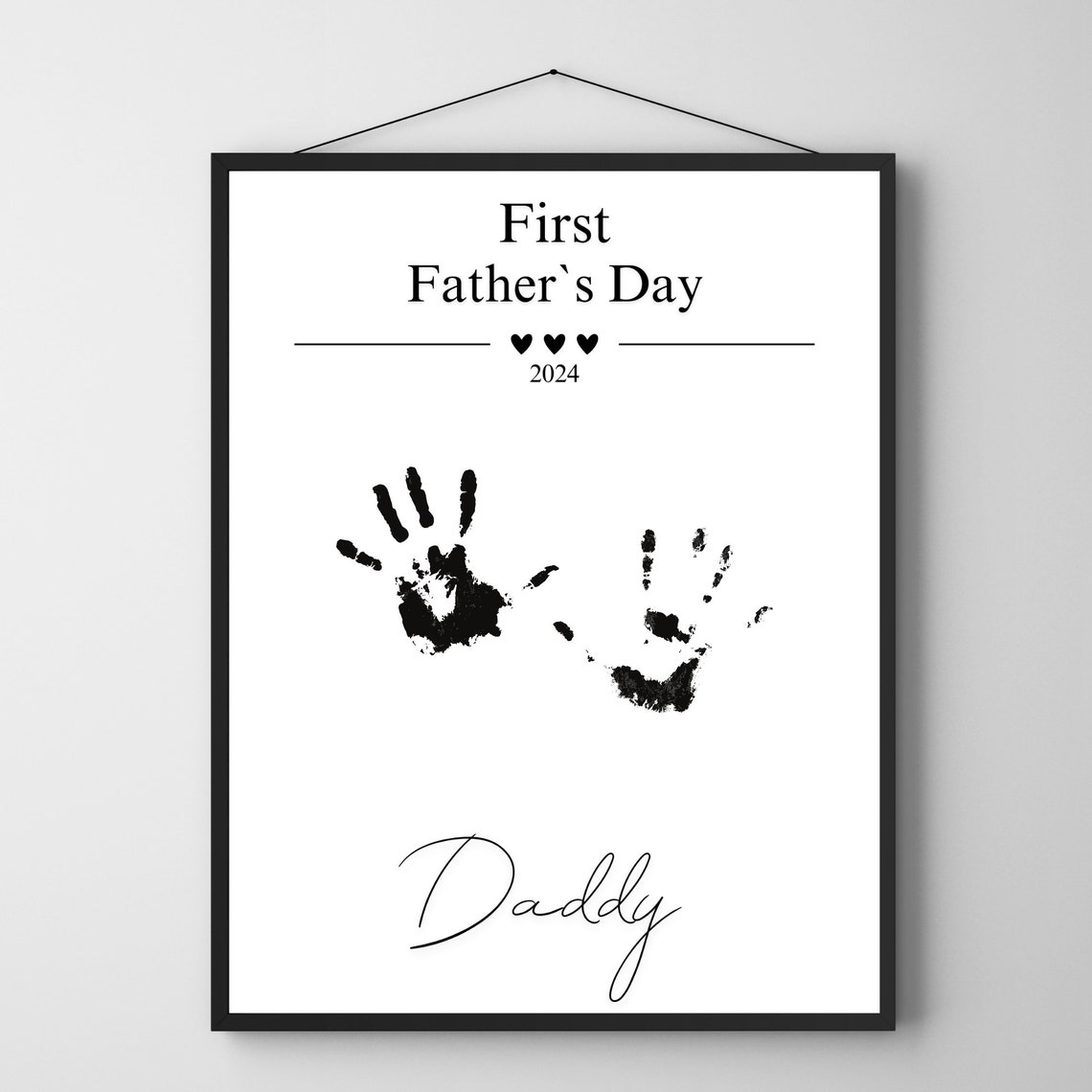 First Fathers Day 2024 Daddy Handprints Art Print Baby Keepsake Gift