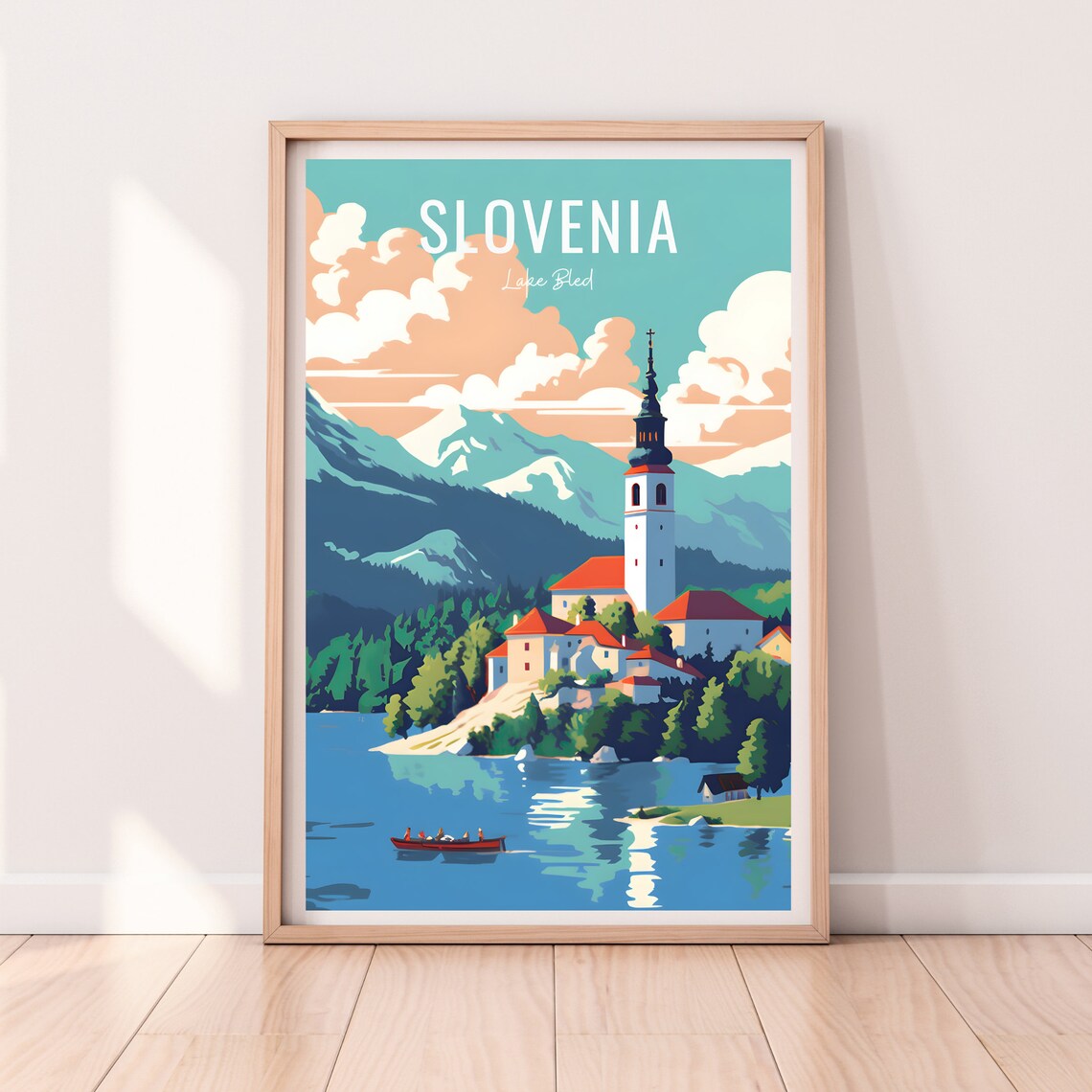 Lake Bled Slovenia Travel Poster, European Wall Art - Image 2