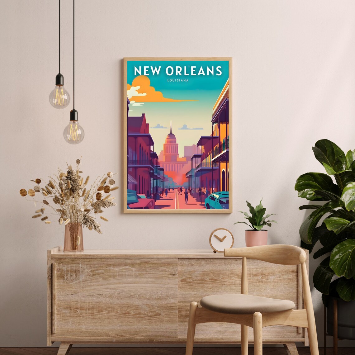 New Orleans Louisiana French Quarter Street Cathedral Travel Poster - Image 2