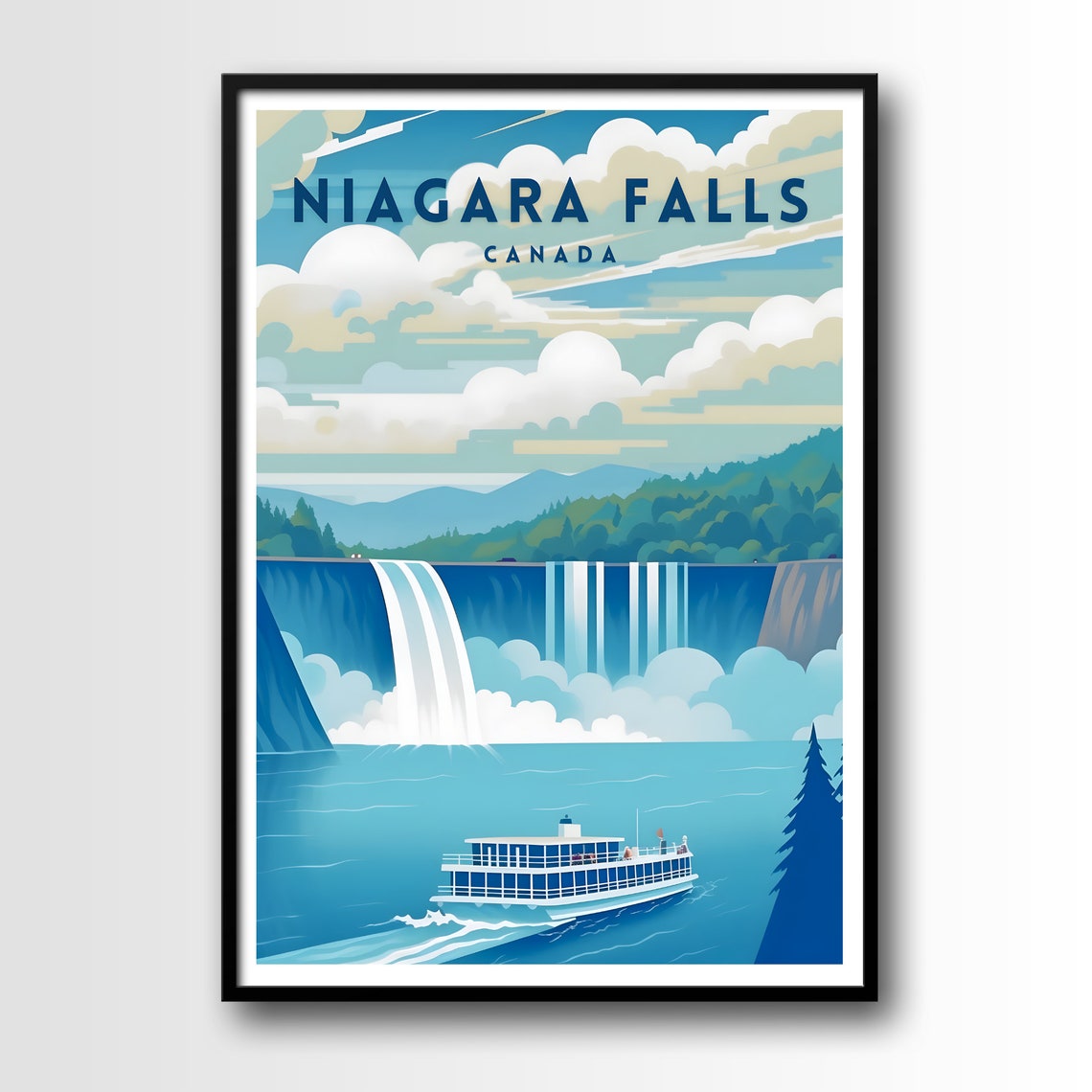 Niagara Falls Canada Horseshoe Falls Tour Boat Travel Poster