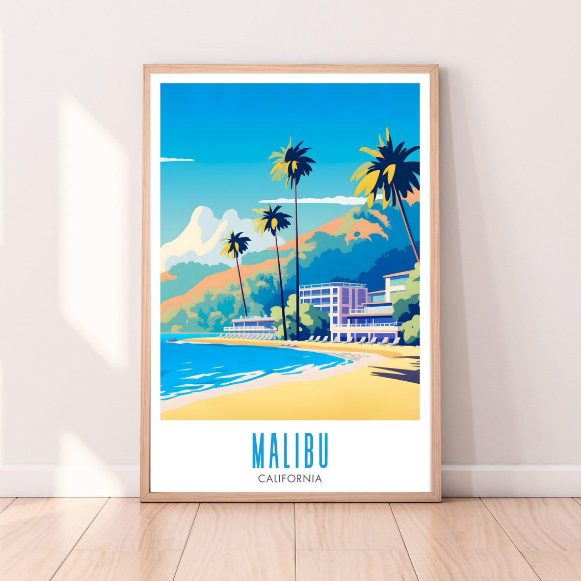 Malibu Travel Poster Malibu Print Malibu Wall Art Malibu Wall Art California Poster Malibu Gift California