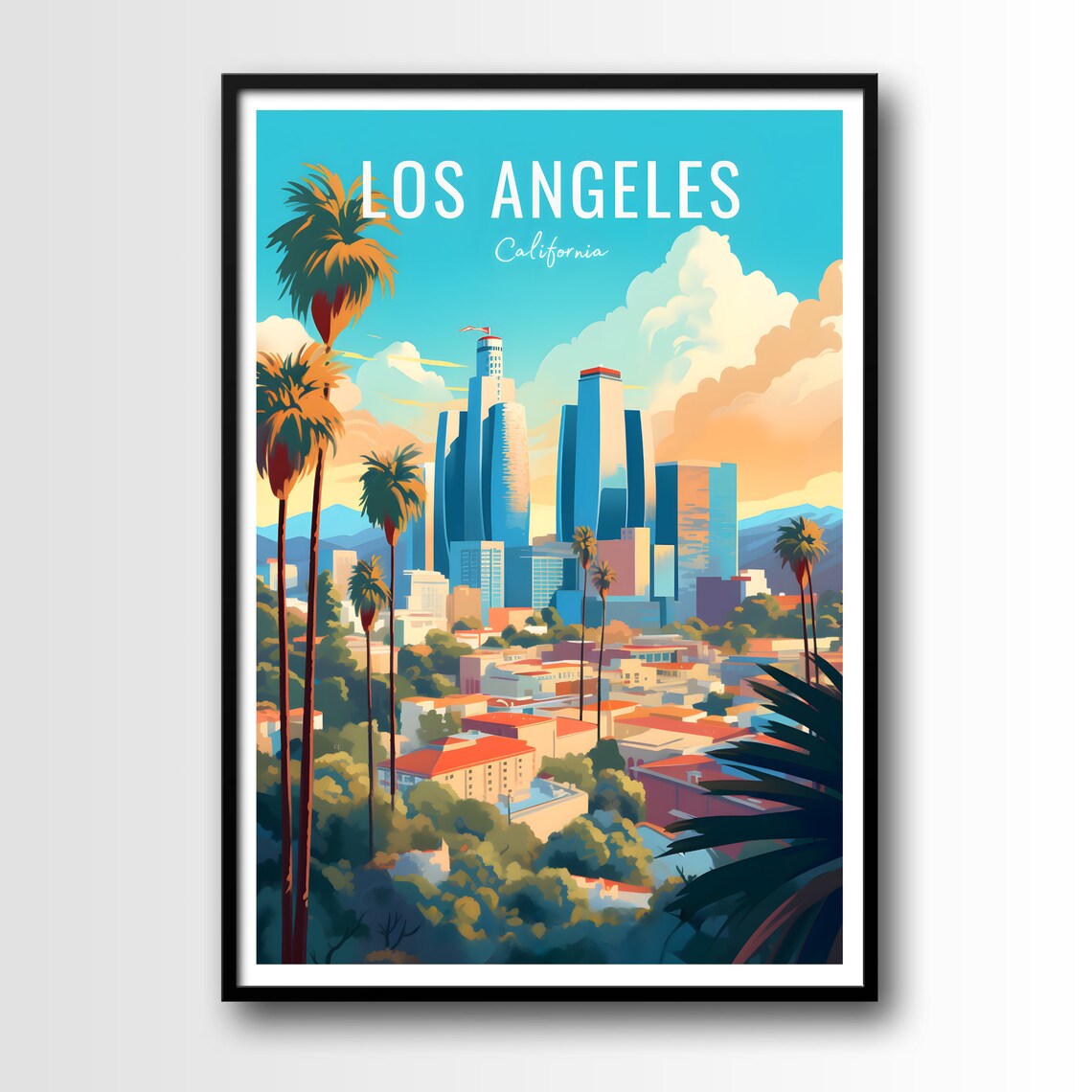 Los Angeles Travel Poster Los Angeles Print Los Angeles Poster Los Angeles Wall Art Los Angeles Gift