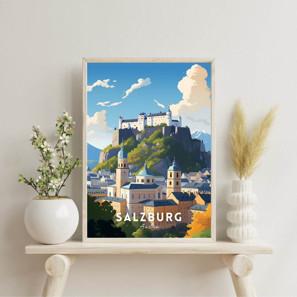 Salzburg Travel Poster Salzburg Print Salzburg Wall Art Austria Print Austria Poster Austria Wall Art Austria Gift - Image 2