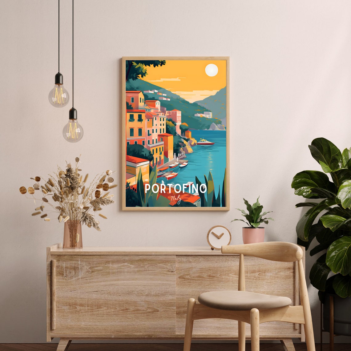 Portofino Travel Poster Portofino Wall Art Print Portofino Travel Art Poster Portofino Print Italy Wall Art - Image 2