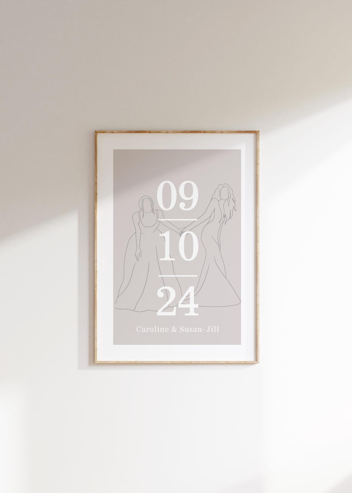 Personalized Lesbian Wedding Date Line Art Two Brides Love Poster - Image 4