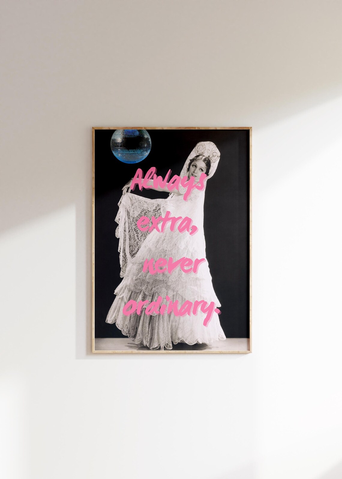 Home Retro Bubble Letters Blue on Pink Wall Decor Art Poster - Image 3