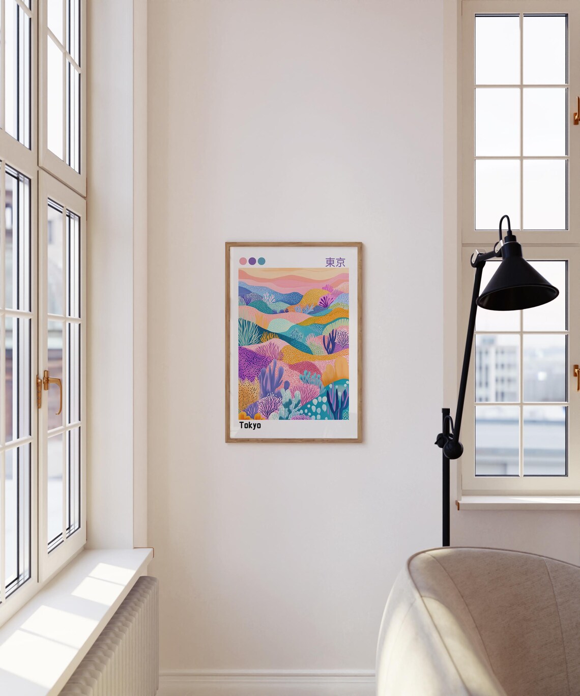 Tokyo Japan Colorful Abstract Hills Nature Landscape Art Poster - Image 4