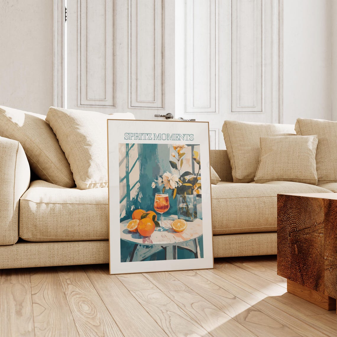 Spritz Moments Painterly Still Life Poster Orange Cocktail Table Art - Image 3