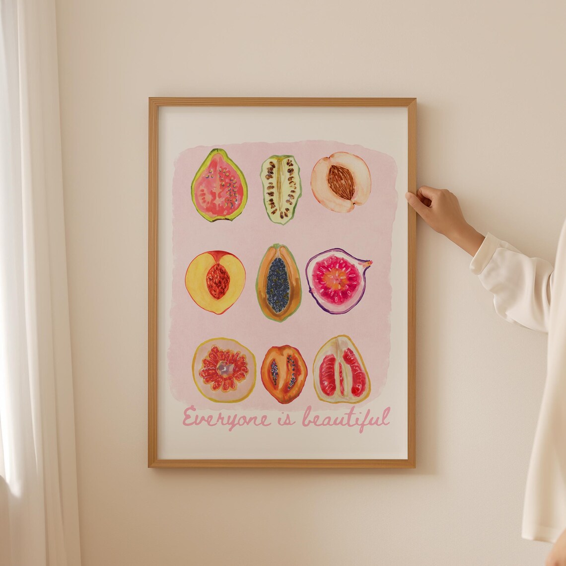 Abstract Feminist Fruit Botanical Poster, Pink Coquette Decor