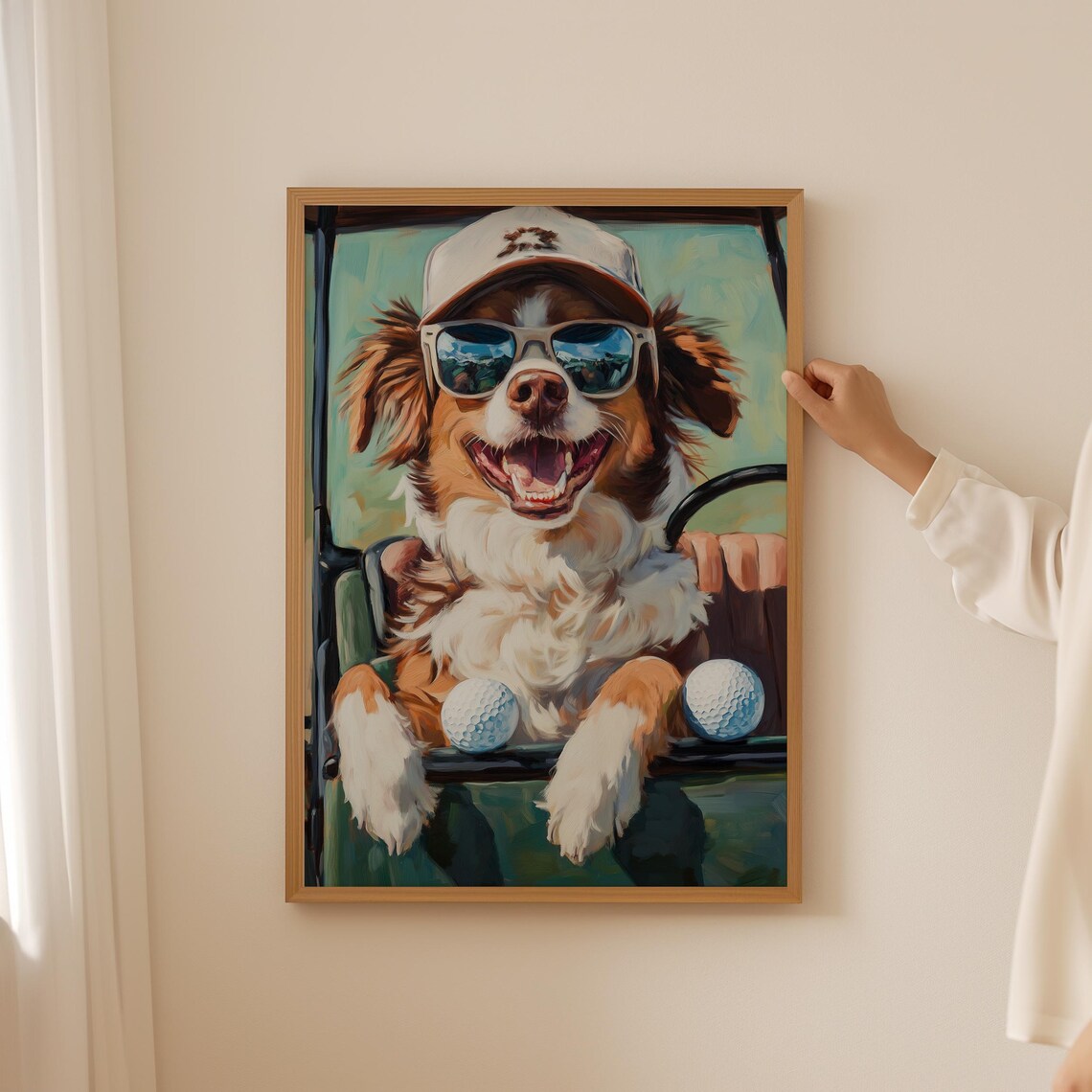 Funny Australian Shepherd Golf Poster, Preppy Decor
