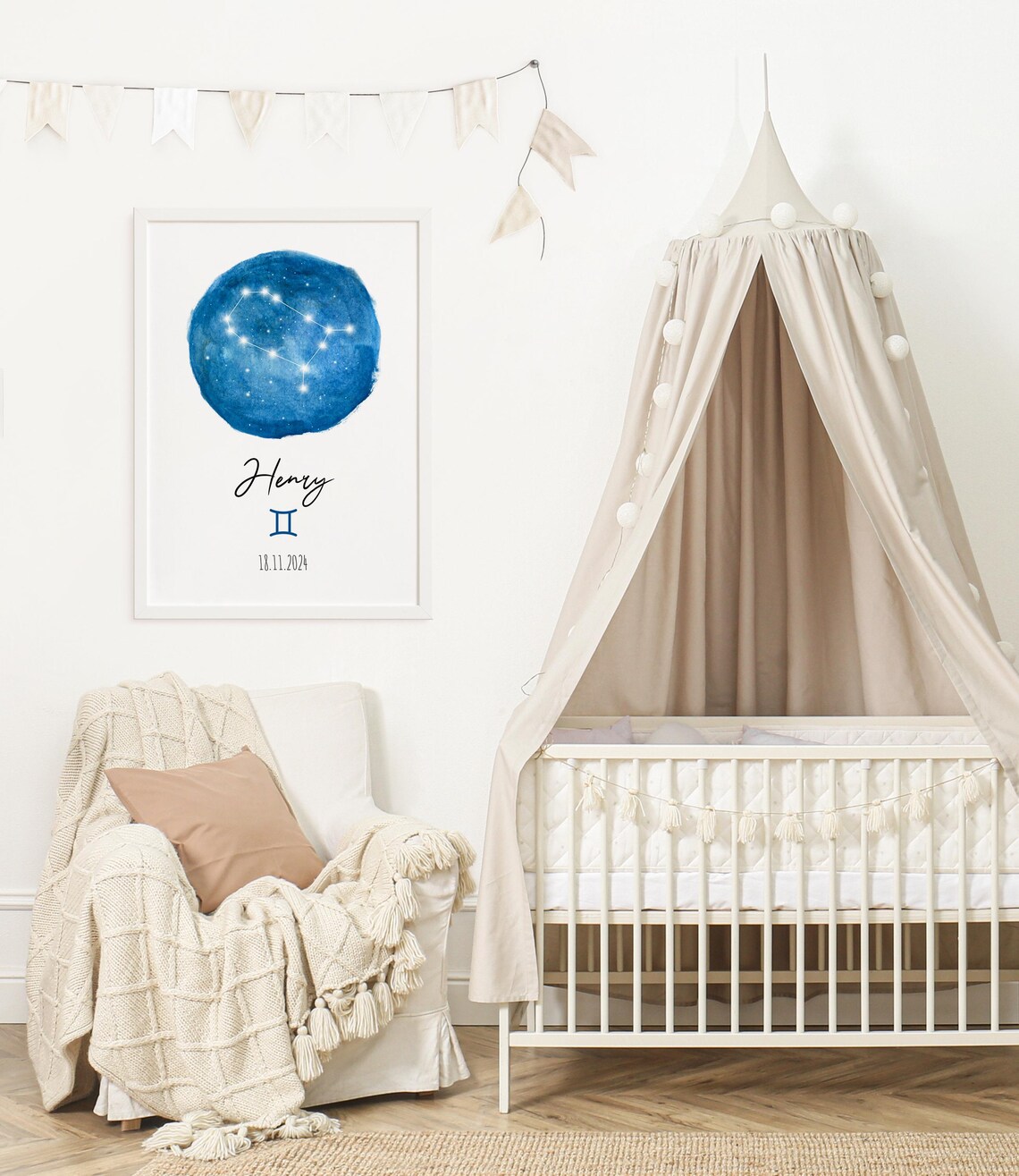 Gemini Personalized Star Map, Astrology Art Print - Image 2