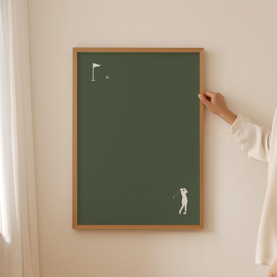 Minimalistic Golf Wall Art Vintage Green Preppy Print Or Man Cave Decor Trendy Abstract Poster For Favorite Hobby Women Gifts