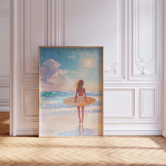 Retro Surf Poster For Boho Decor With Beach Print Beach Poster For Aesthetic Room Decor As Gift For Her Surf Print And Beachy Poster