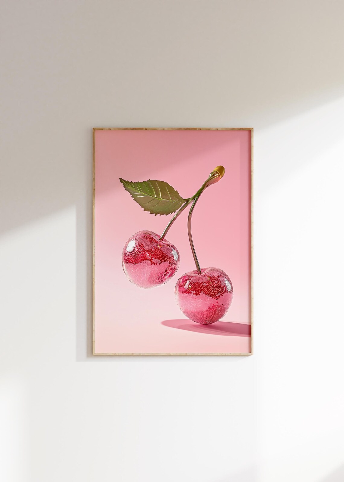 Cherry Disco Ball Poster Funky Kitchen Print For Aesthetic Room Decor Dopamine Decor For Kitchen Disco Coquette Room Decor Pink Wall Art - Image 3