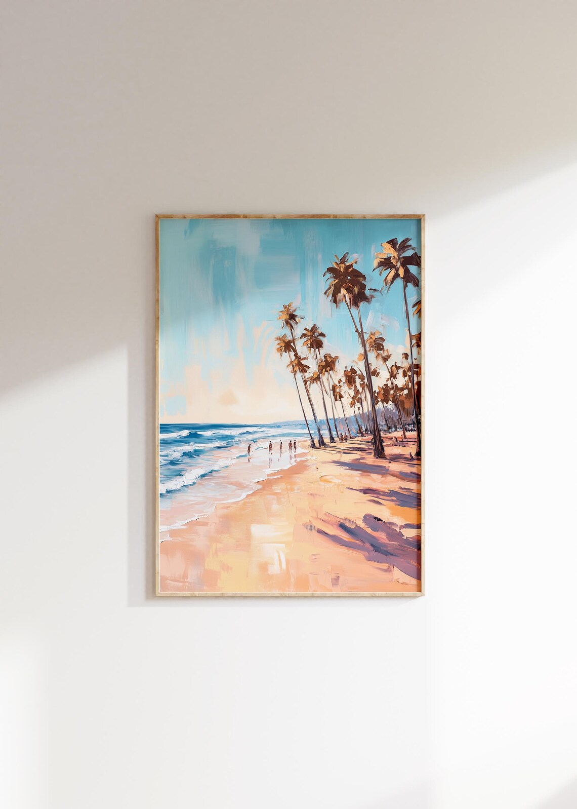 Sunrise Beach Painting Palms Swimmers Ocean Impressionist Poster - Image 4
