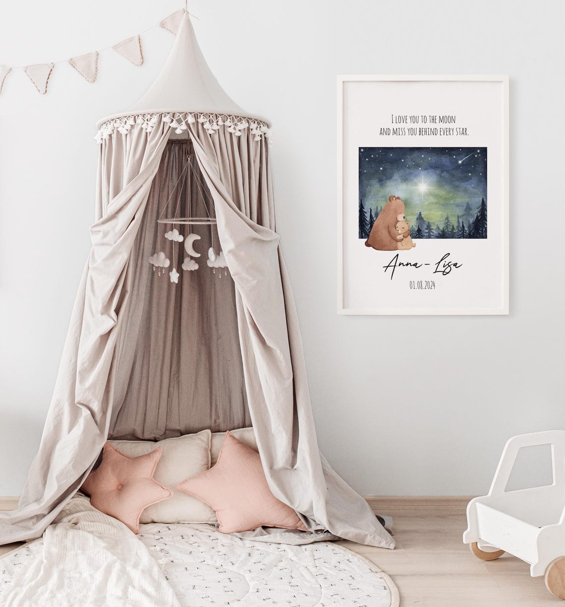 Bear Hug Under Stars Personalized Memorial Keepsake Art Poster - Image 3