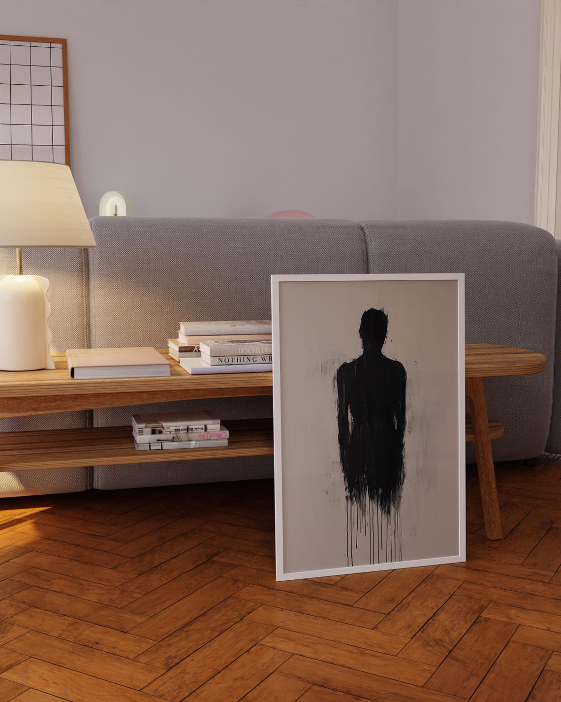 Black Figure Silhouette Ink Drip Abstract Minimalist Zen Wall Poster - Image 4