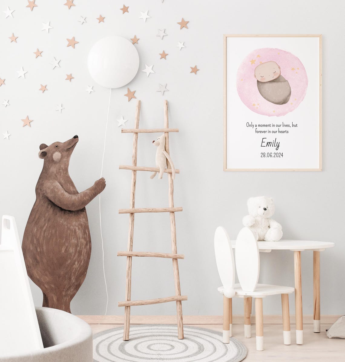 Sleeping Baby Pink Circle Personalized Memorial Keepsake Poster - Image 4