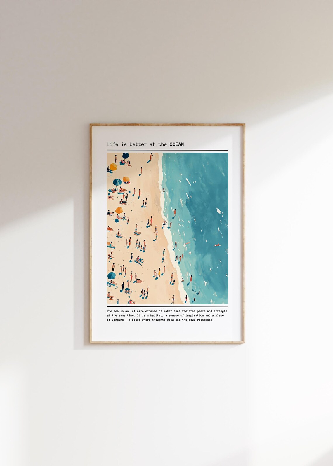 Life Is Better At The Ocean Colorful Aerial Beach Quote Art Poster - Image 4