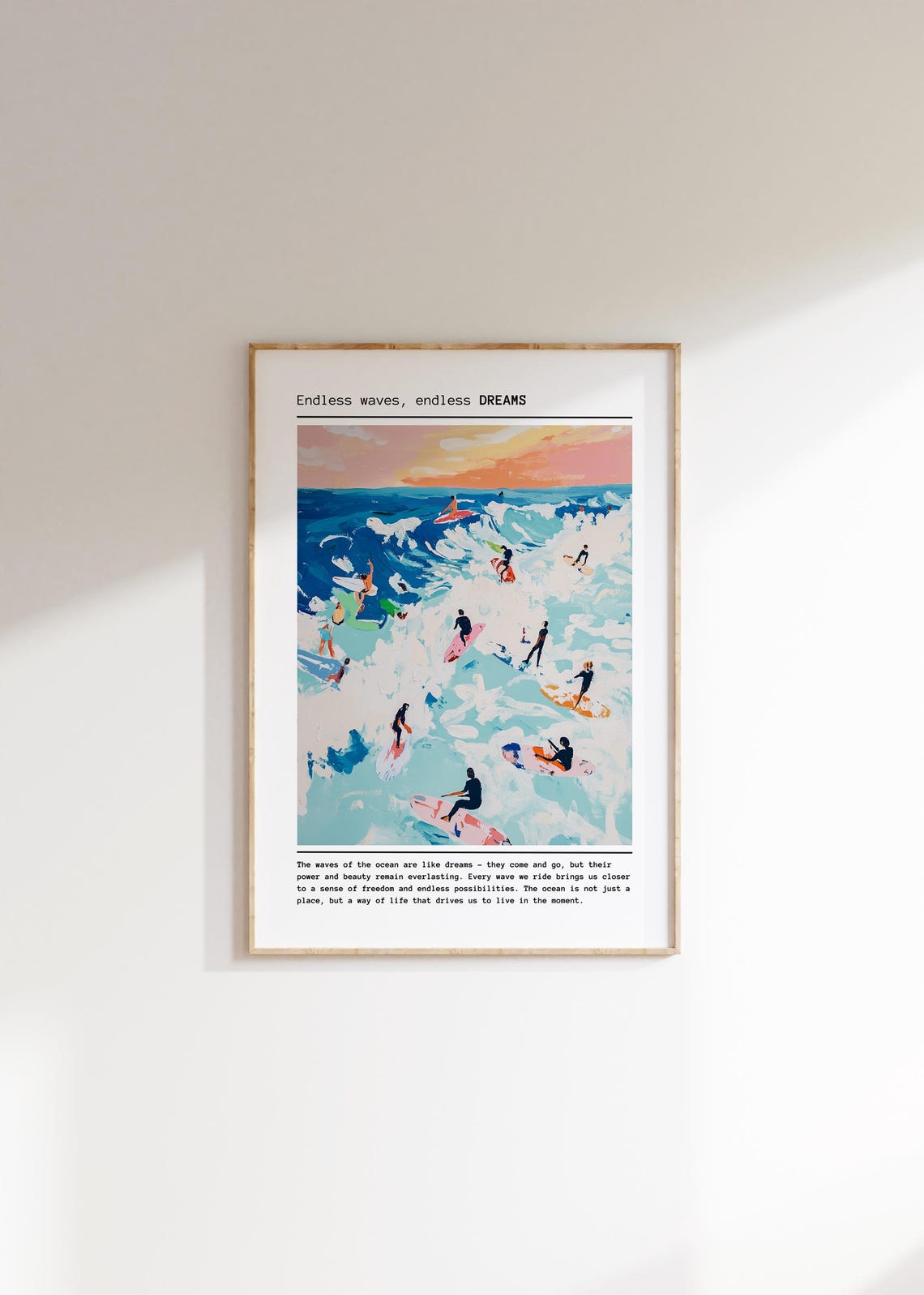 Endless Waves Endless Dreams Surf Painting Quote Art Wall Poster - Image 4
