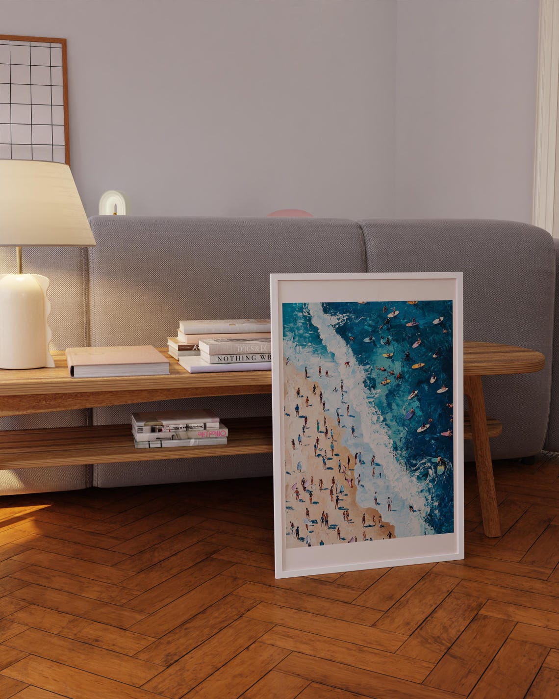 Meet Me At The Beach Aerial Surfers Turquoise Ocean Waves Poster - Image 5