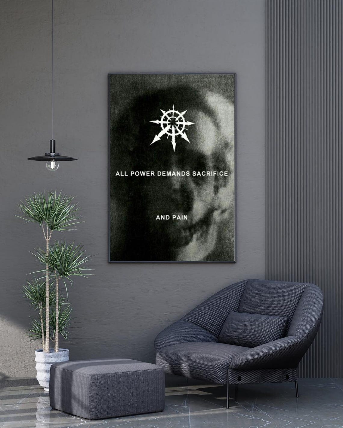All Power Demands Sacrifice and Pain Dark Skull Quote Poster