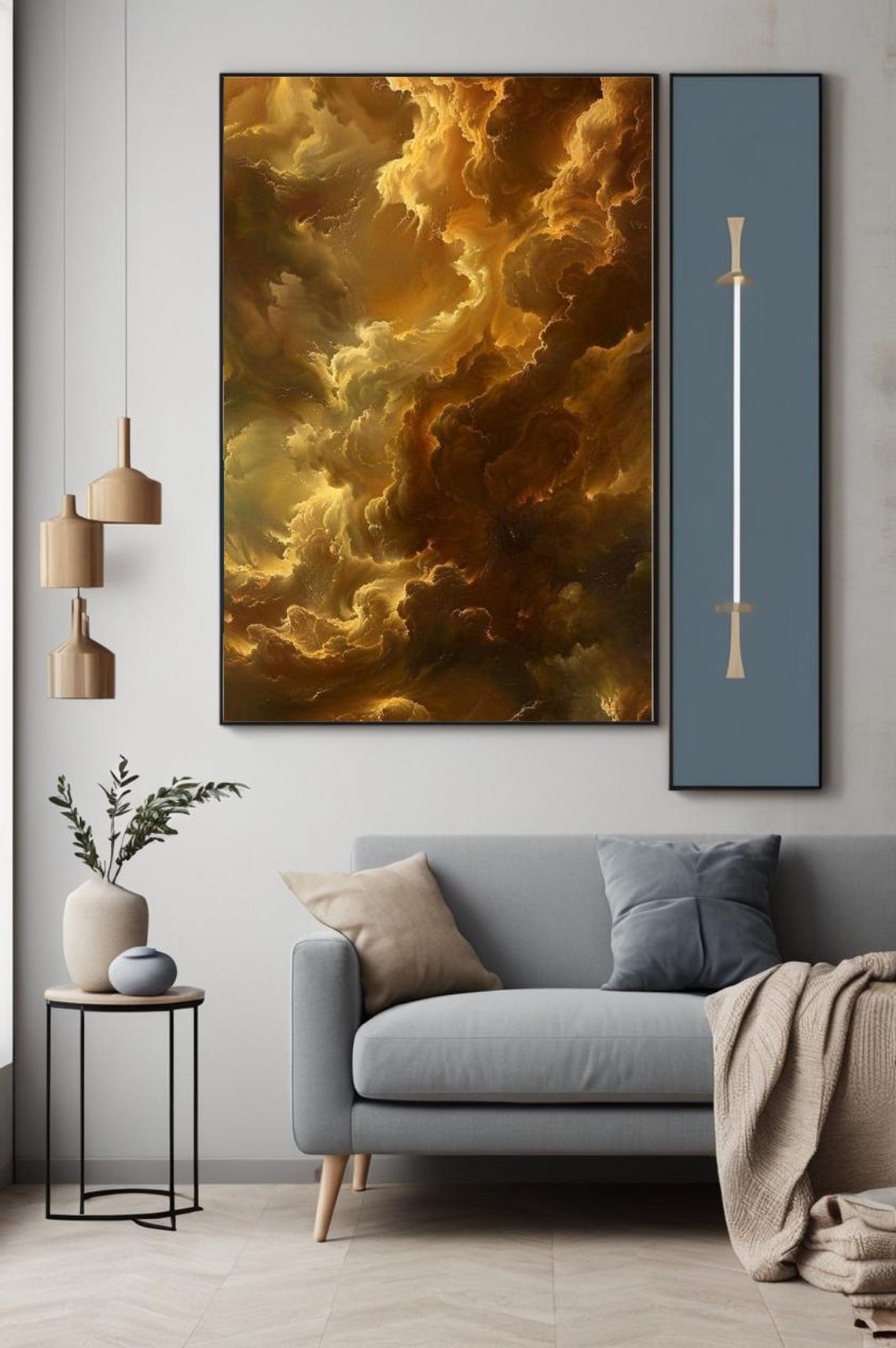 Golden Clouds Sky Art Print Elegant Nature Wall Decor - Image 2